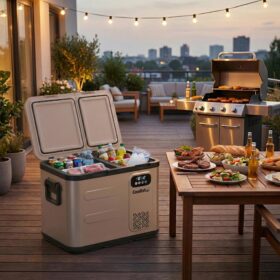 Coolist CLK50D 12/24V/220Volt 49 Litre Çift Bölmeli Outdoor Kompresörlü Bluetooth Bağlantılı Oto Buzdolabı